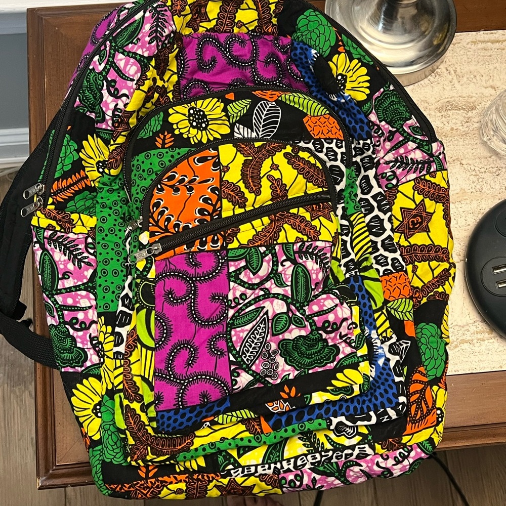 Vibrant Multicolor Floral Patchwork Backpack - Qu… - image 1